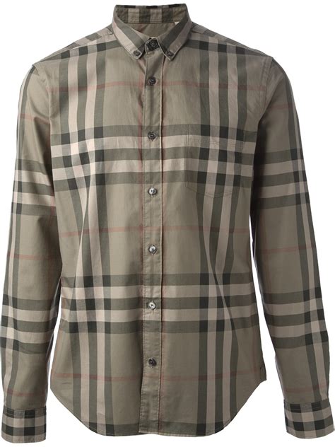 burberry check shirt mens green|burberry nova check shirt.